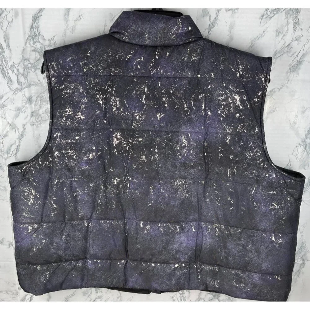 ID Ideology Womens Puffer Vest 3X Deep Black, purple with Speckle foil design - Picture 2 of 9